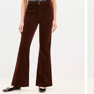 Loft The Slim Fit High Rise Curvy Brown Corduroy Pants Size 34/18 Work Casua